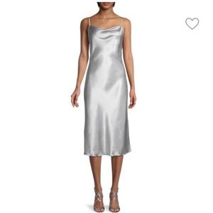 Silver Cowl Neck Midi Dress
